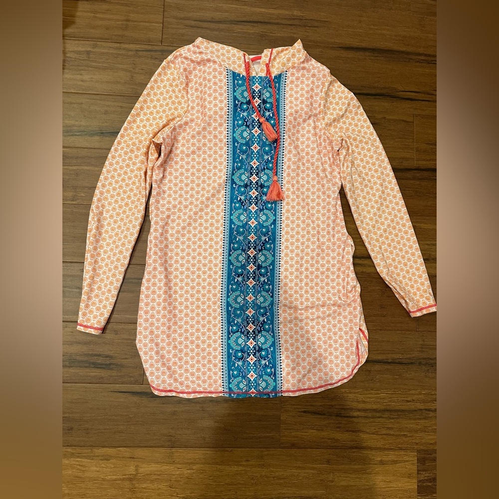 Aqua et Sol SPF 50 Colorful Long-Sleeve Tunic with Tassels